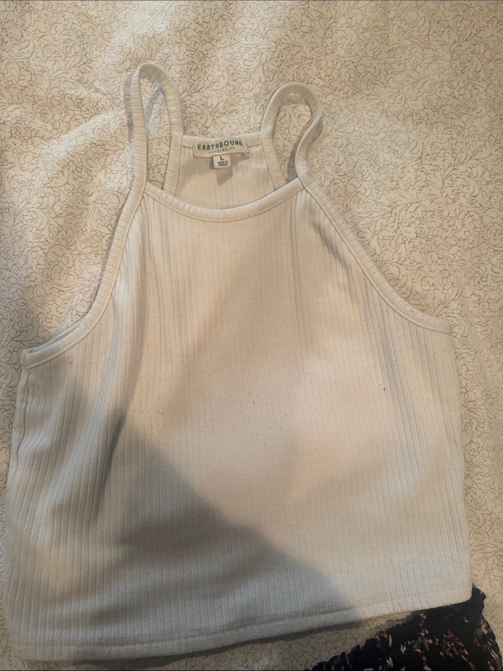 EARTHBOUND Cream Ribbed Cropped Tank Top